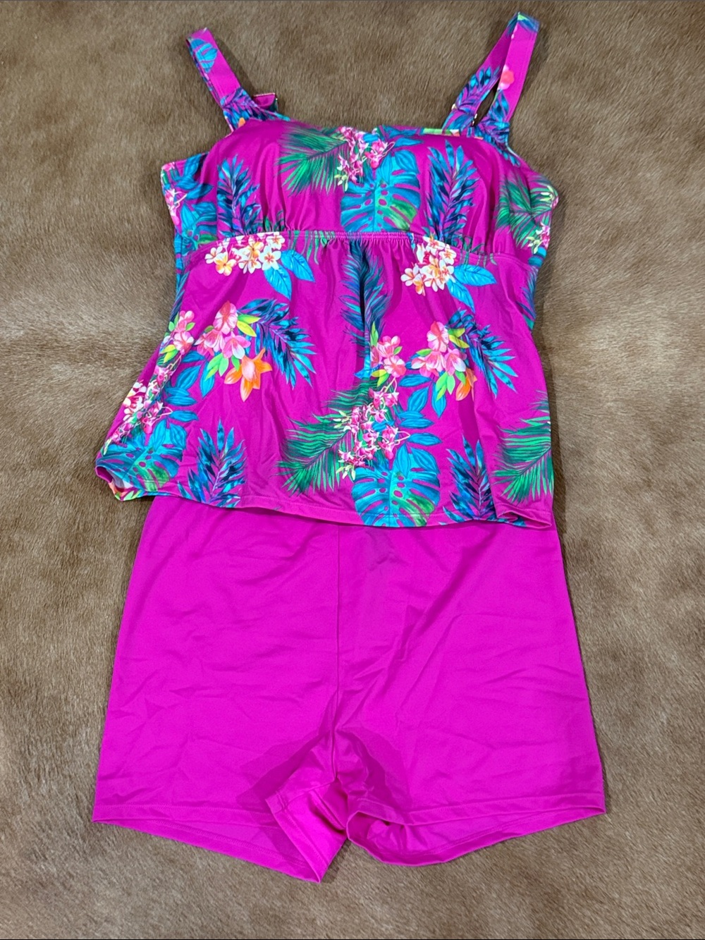 Belle by Kim Gravel Hot Pink Tropical Floral Swim Pajama Set